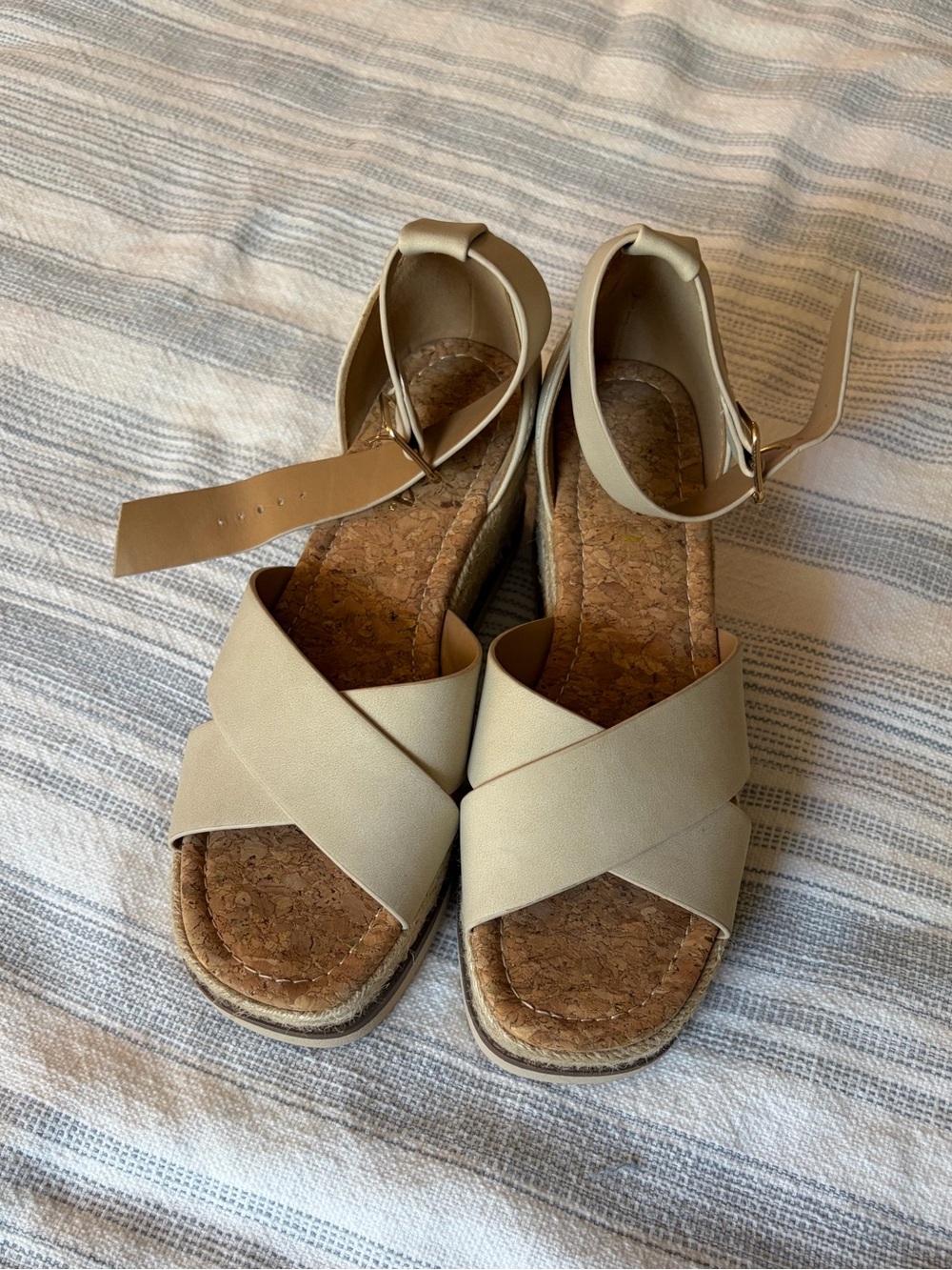 Women's Ankle-Strap Platform Sandals - Beige